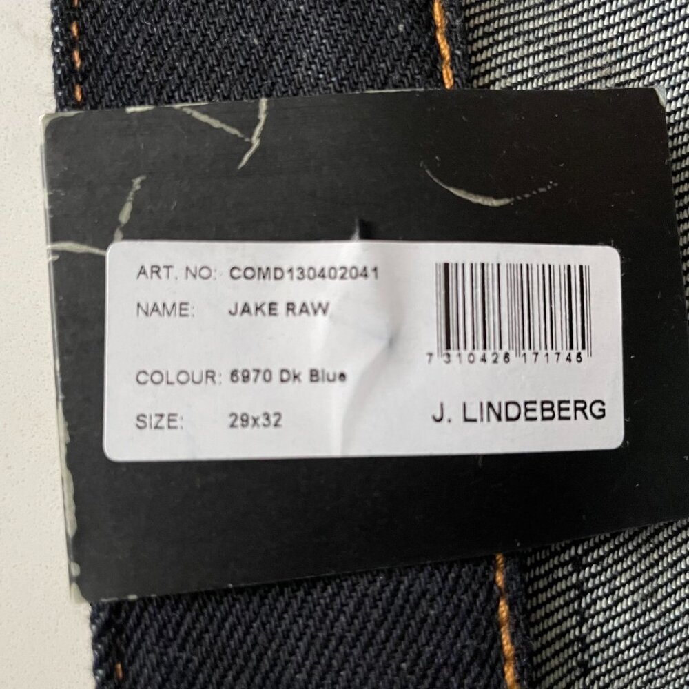 J. Lindeberg Stockholm Jake Raw Reg Rise Rg Tapered Leg Dk Wash Jeans Blue 29x32 - Picture 8 of 16